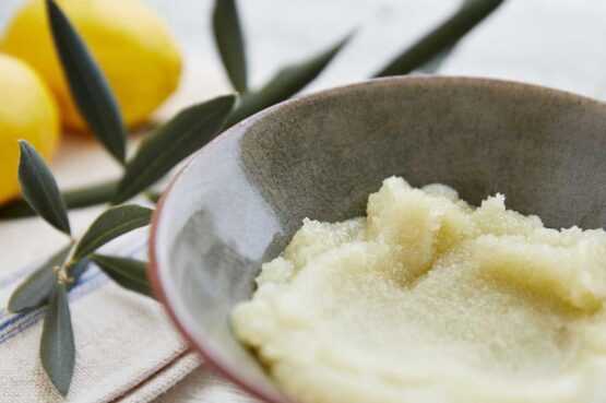 a close up shot of a spa scrub in a bowl