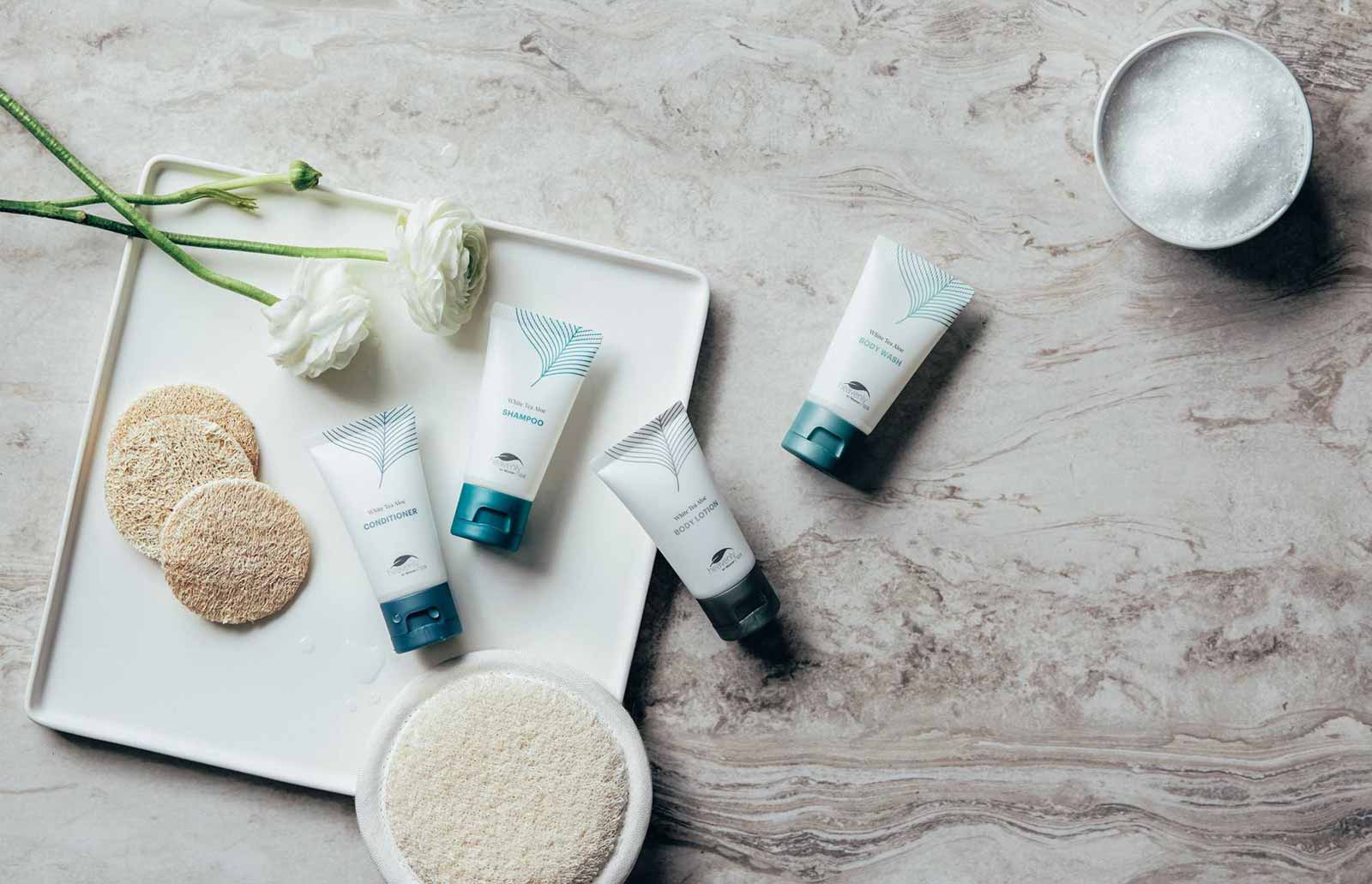 an array of westin spa lotion products and exfoliants
