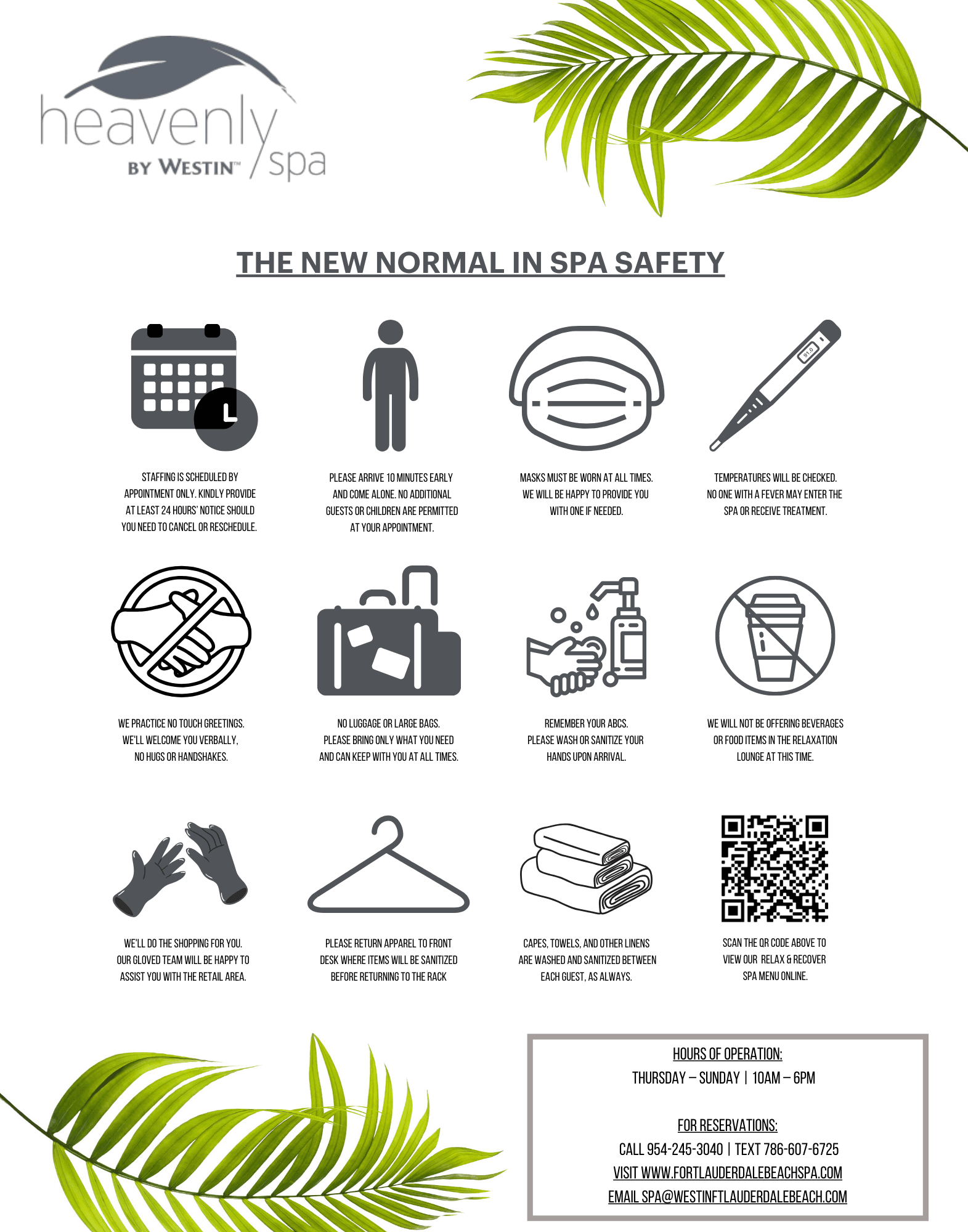 Westin Heavenly Spa safety infographic
